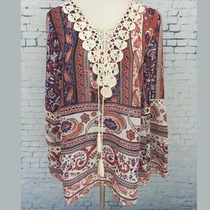 UMGEE Tunic Top Women Small Floral Navy